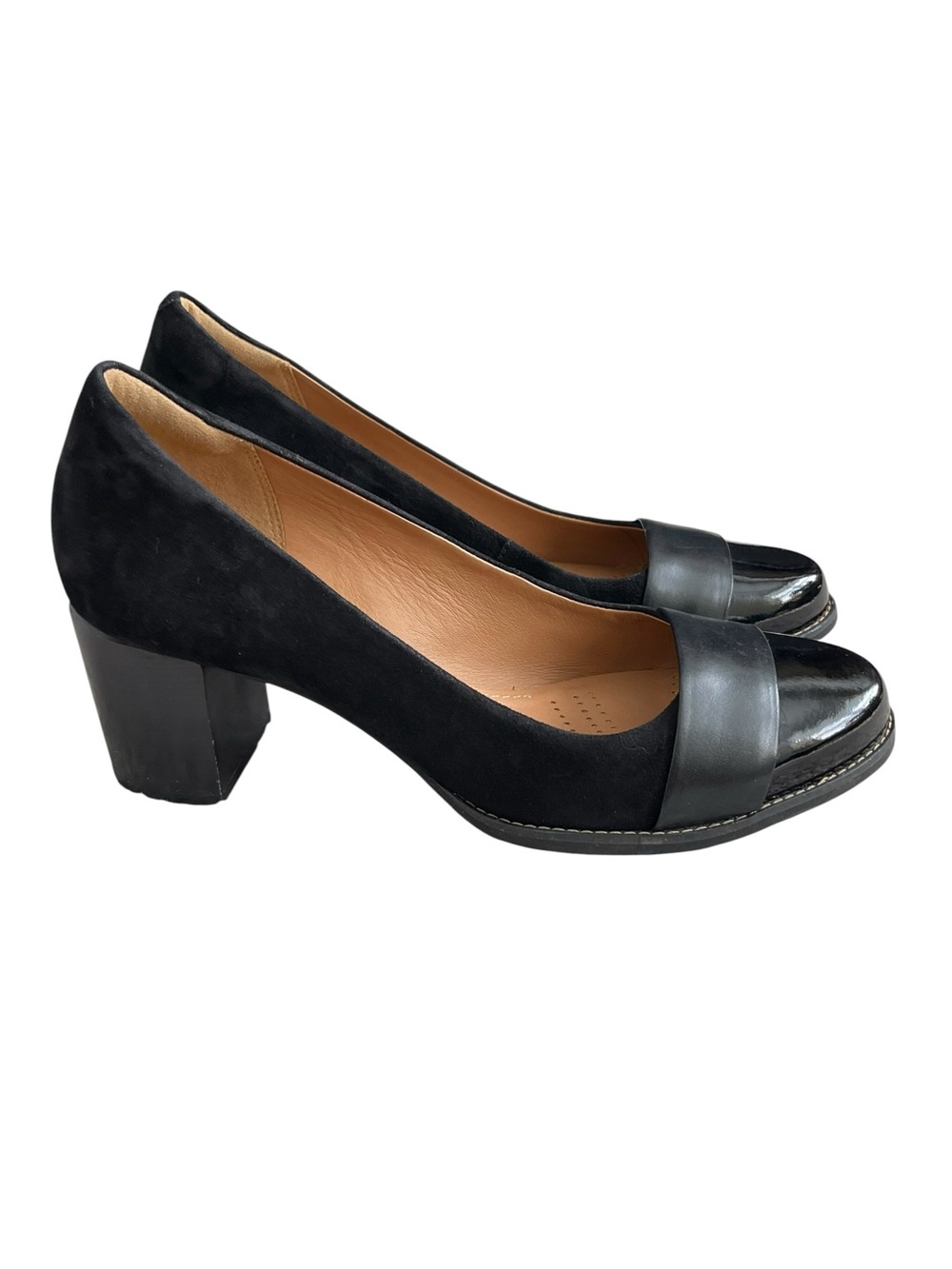 Clark’s Artisan Tarah Brae Suede Block Heel Shoes Women’s Size 9.5Black